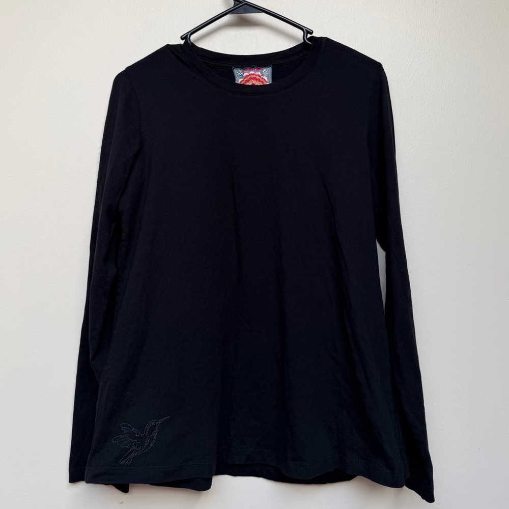 Black Long-sleeve Johnny Was 100% cotton top | Size S
